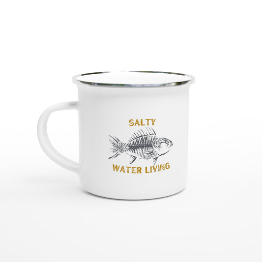Salty Water Living White 12oz Enamel Mug